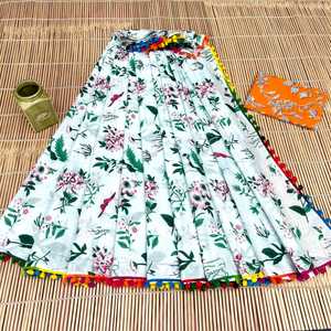 Sari en coton pur Mulmul, imprimé à la main, léger, en coton indien, doux, respirant, idéal pour l'été - Product Image 5