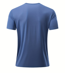 Men's V-Neck Short Sleeve Solid Color Cotton T-Shirt Regular Fit Casual Knitted Breathable 180g <b>Back</b> Logo Made Bangladesh - Product Image 3