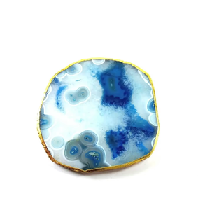 Vente flash : Sous-verre en agate bleue de haute qualité, pierre précieuse ronde en cristal pour table, support à café, décoration maison - Product Image 4