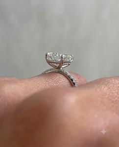 Anillo de Compromiso con Diamante Cultivado en Laboratorio, Corte Princesa, para Mujer, Chapado en Oro, Banda Pavé, Estilo Clásico, Regalo de Aniversario o Boda - Product Image 2