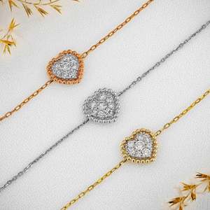 สร้อยข้อมือประดับเพชรทรงหัวใจสีขาวทองคำขาว - Product Image 6