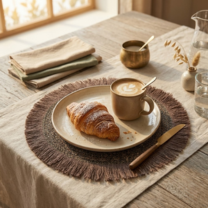 Modern <b>Round</b> Boho Chic Seagrass Jute Fringe <b>Table</b> <b>Mat</b> | Handmade Eco-Friendly Dining Placemat for Home Hotel Use Bulk Exporter - Product Image 4