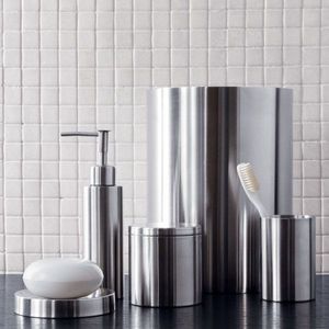 Juego de baño redondo de acero inoxidable con accesorios a juego para encimeras elegantes y organización moderna del baño - Product Image 3