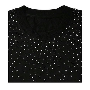 Camiseta con pedrería brillante para hombre, cuello redondo, manga corta, camiseta gráfica brillante con purpurina, para fiesta, club, rave, festival, estilo hip hop - Product Image 3