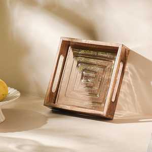 Plateau en bois pour la présentation des aliments de mariage, plateau décoratif artisanal en bois, vaisselle en bois naturel, plateaux de service - Product Image 4