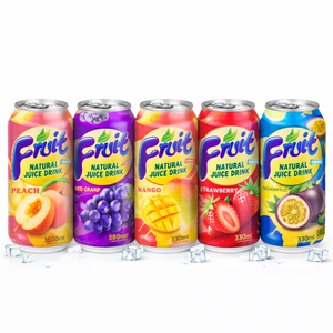 Bebida de Jugo de Frutas Enlatada Sin Azúcar de 330 ml, Bebida Natural de Durazno, Mango, Fresa, Uva y Maracuyá, Proveedor OEM - Product Image 1