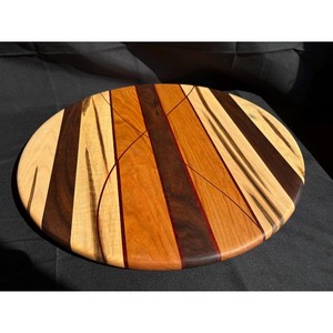 Round Wooden Lazy Susan Handmade Classic Solid Pattern Crackle Glaze Durable Business Gifts Party Dishes & Serving <b>Plates</b> - Product Image 3