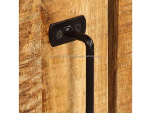 Armoire de rangement industrielle en bois avec tiroirs, armoire de chevet en bois massif avec structure métallique, armoire de rangement rustique en bois - Product Image 5