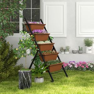 Jardinera Elevada de 5 Niveles con Ruedas y Contenedores para Macetas y Jardineras - Product Image 2