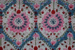 Tissu Popeline de Coton Imprimé à la Main, Écologique, Résistant aux Produits Chimiques, Rose Floral Teal Lattice, Léger pour Sacs et Articles Ménagers - Product Image 5