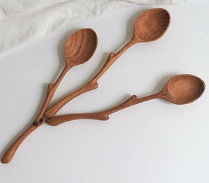 Vietnam Factory Heart Wooden <b>Spoon</b> Red Pine Wood Handcarved Design for Kitchen Cooking Serving Utensil Use - Product Image 6