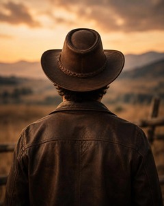 Brown Leather Striped Cowboy <b>Hat</b> with Braided <b>Band</b> Casual Western Style Unisex Beach Summer Adult Fit - Product Image 1