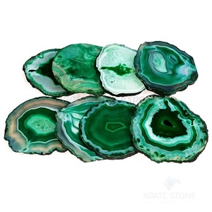 Màu xanh lá cây nhuộm khắc Agate lát bán buôn tự nhiên tấm và Slice-Phong thủy hoa đá quý trang trí kỳ nghỉ - Product Image 1