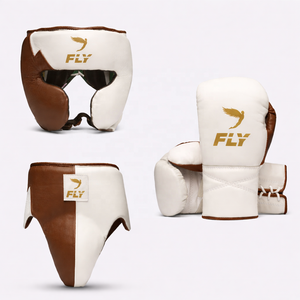 Customized Color Real Leather Boxing Sparring Set 3 PCS Kit Includes Gloves Head Guard & Groin Guard - Product Image 1