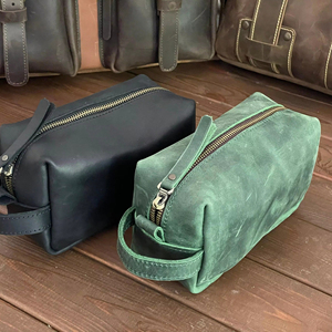 Trousse de Toilette Homme en Cuir Véritable Faite à la Main, Trousse de Voyage, Trousse de Rasage, Pochette de Toilette, Prix d'Usine en Gros TYG-0261 - Product Image 1