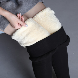 Pantalones elásticos de Cachemira súper gruesos para <span class=keywords><strong>mujer</strong></span>, mallas térmicas forradas de lana de <span class=keywords><strong>felpa</strong></span> cálida, de cintura alta, para invierno - Product Image 1