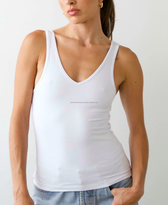 Débardeur court tricoté pour femme, style vintage, personnalisé, col en V, en Spandex/Polyester, avec rubans, séchage rapide, respirant, écologique, pour le yoga - Product Image 1