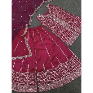 ผ้าไหมแบบโมโนปักเรียงตามลำดับสำหรับนักออกแบบวังกับลูกพีช Dupatta - Product Image 4