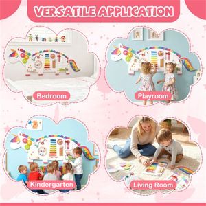 Panneaux d'activités murales 11-en-1 pour enfants, en bois blanc, avec animaux et dinosaures, jouet sensoriel - Product Image 3