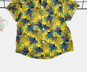 เสื้อเชิ้ตแขนสั้นสำหรับเด็กผู้ชาย สไตล์ฮาวายแบบลำลอง ผ้าทอ ทรงปกติ ปกเสื้อติดกระดุมเดี่ยว - Product Image 2