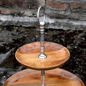 Soporte de Pastel de Madera de Dos Niveles Hecho a Mano, con Varilla de Aluminio, Elegante, Resistente y Multifuncional, para Exhibición de Postres en Ramadán y Bodas - Product Image 5