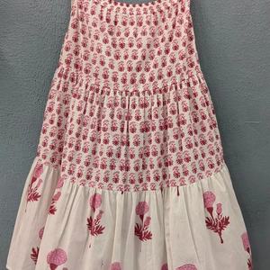 Casual Elastic Waist Women's <b>Summer</b> Dress Hand Block Printed Cotton Long Maxi <b>Skirt</b> Breathable Ethnic Wear - Product Image 1