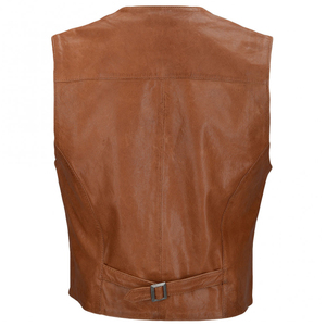 Best Customized Waterproof Winter Men Leather Vest with Button Detail OEM Service Genuine Leather Zipper Closure Outerwear - Product Image 2