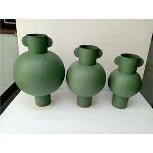 Modern <b>Matte</b> Terracotta Metal Vase Nordic Style Flower Pot Iron Decorative Jug Vase for Home Wedding <b>Table</b> Centerpieces Decor - Product Image 5