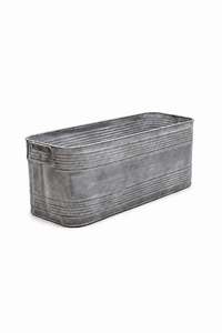 <b>Rectangular</b> Galvanized Metal Planters Outdoor Garden <b>Pots</b> With Handles For Herbs <b>Flowers</b> Set of 3 Best Antique Design Oval <b>Pots</b> - Product Image 2