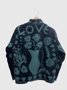 Hand Embroidered Geometric Pattern Mandarin Collar Jacket Full Sleeve Adult Autumn Wear <b>Velvet</b> Style Blouson Design - Product Image 2