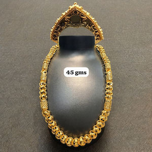 Collier chaîne à perles plaqué or 22 carats de luxe, 45 grammes, pour homme, maillons épais classiques, bijoux de fiançailles, mariage, fête - Product Image 1