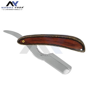 Professional Barber Razor <b>Single</b> Blade Stainless Steel Straight Edge Shaving Razor <b>Swing</b> Lock Custom Color Wooden Handle Face - Product Image 5