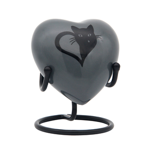 Urne funéraire pour animaux de compagnie Antique Co HU5236, 60 ml, en aluminium, en forme de cœur, écologique, durable, design moderne de luxe, vase de table en métal - Product Image 1