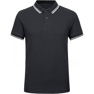 Polo Negro Sólido para Hombre, Manga Corta, Tejido Piqué de Algodón, Casual, Transpirable, Corte Regular, Diseño con Botones - Product Image 1