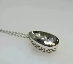 1Ct Round Simulated Diamond Three Stone Teardrop Pendant 14k White Gold Plated - Product Image 2