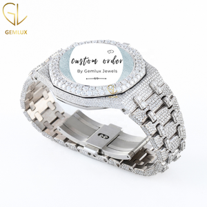 นาฬิกาเพชรโมอิสซาไนต์ D VVS แบบกำหนดเอง ผ่านการทดสอบเพชร หน้าปัดแบบอารบิก แสดงวันที่อัตโนมัติ ประดับเพชรเต็มเรือน สไตล์ฮิปฮอปสำหรับผู้ชาย - Product Image 4