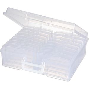 Boîte de rangement portable pour photos 4 x 6 pouces avec 16 compartiments intérieurs, organiseurs de photos et de documents, rangement et transport faciles des supports multimédias - Product Image 1