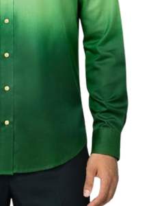 Chemise Formelle Homme Vert Émeraude Ombré en Coton Premium à Manches Longues Boutonnée Style Smart Casual Fabrication Personnalisée Fournisseur OEM - Product Image 6