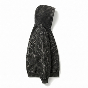 Sweat à capuche en molleton épais personnalisé avec motif en relief style streetwear, sweat à capuche oversize en molleton bouclette personnalisé avec motif en relief, épais - Product Image 5