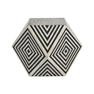 Designer Polygonal Bone Inlay MDF Accent Table Handmade Bedside Portable Luxury End Table Floral Bedroom Living Room - Product Image 3