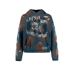 Conjunto de Sudadera con Capucha y Pantalones Jogger Estampados con Diseño Forestal, Estilo Y2K, Lavado Ácido, Marca Personalizada Streetwear, Venta al por Mayor, Chándales Góticos Hip Hop - Product Image 5