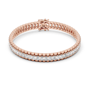 Bracelet en diamants baguette dorés pour femmes, bracelet tennis en diamants créés en laboratoire, bijoux en diamants de luxe modernes - Product Image 1