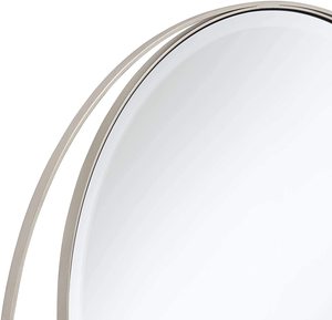 Asymmetrical Round Wall Mirror Warm Silver Iron <b>Frame</b> Beveled Glass Decorative Vanity Mirror for Home Decor Bulk Supply - Product Image 2