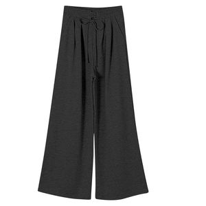 Pantalones de chándal de algodón grueso para mujer, estilo urbano, de invierno, holgados, transpirables, de pierna ancha, con cordón ajustable - Product Image 3
