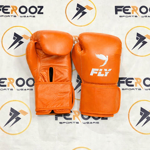 ถุงมือชกมวยหนังวัวแท้ Fly White แบบรัดสาย สำหรับขาย ฝึกซ้อมคิกบ็อกซิ่ง MMA - Product Image 2