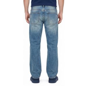 Pantalones Vaqueros de Mezclilla Casuales para Hombre, Corte Recto, 100% Algodón, Color Azul Medio, Ajuste Regular, Lavados, para Uso Diario - Product Image 3