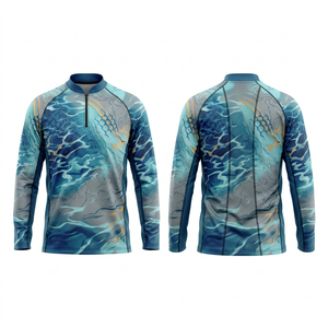 Vente en gros de maillots de pêche personnalisés 100% polyester respirant, de haute qualité, sublimés, à manches longues, avec protection UV - Product Image 2