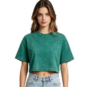 Camiseta Corta de Verano para Mujer, 100% Algodón, 120g, Estilo Vintage Lavado, con Impresión Personalizada, Secado Rápido y Ecológica - Product Image 6