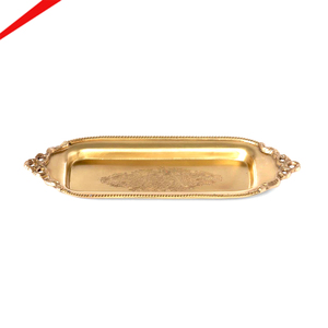 Bandeja de Servicio de Aluminio con Diseño de Hoja Metálica, Acabado Niquelado Estándar, para Decoración de Mesa de Restaurante - Product Image 2