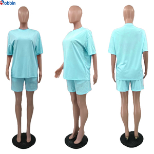 Conjuntos Personalizados de 2 Piezas para Mujer, Conjunto de Pantalones Cortos de Punto, Cuello Redondo, Manga Tres Cuartos, Color Negro Sólido, Estilo Casual Holgado, Ropa de Primavera/Verano - Product Image 6